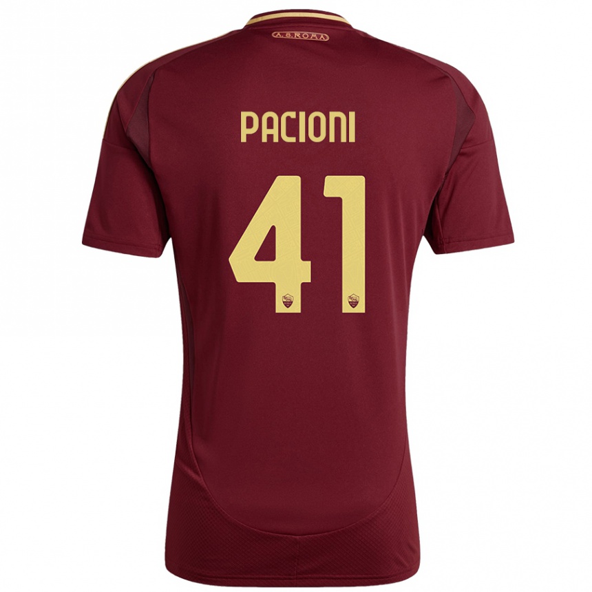 Kids Football Eleonora Pacioni #41 Red Brown Gold Home Jersey 2024/25 T-Shirt