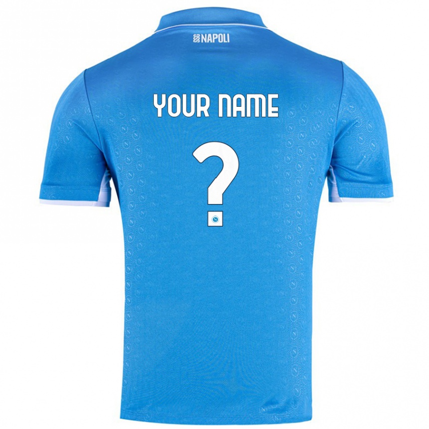 Kids Football Your Name #0 Sky Blue Home Jersey 2024/25 T-Shirt