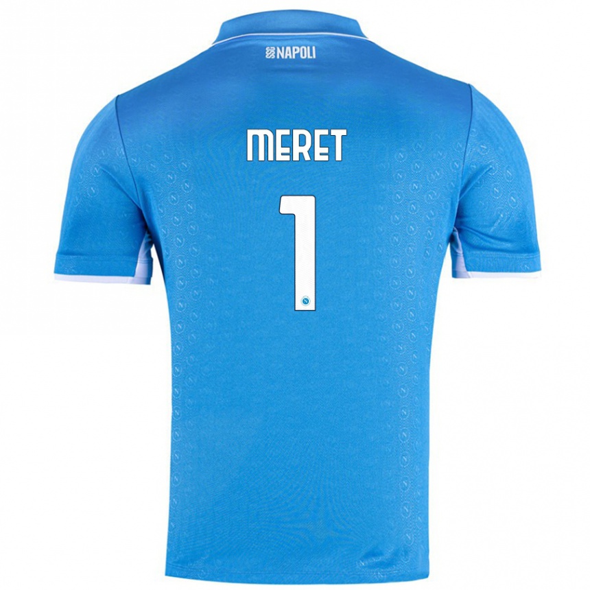 Kids Football Alex Meret #1 Sky Blue Home Jersey 2024/25 T-Shirt