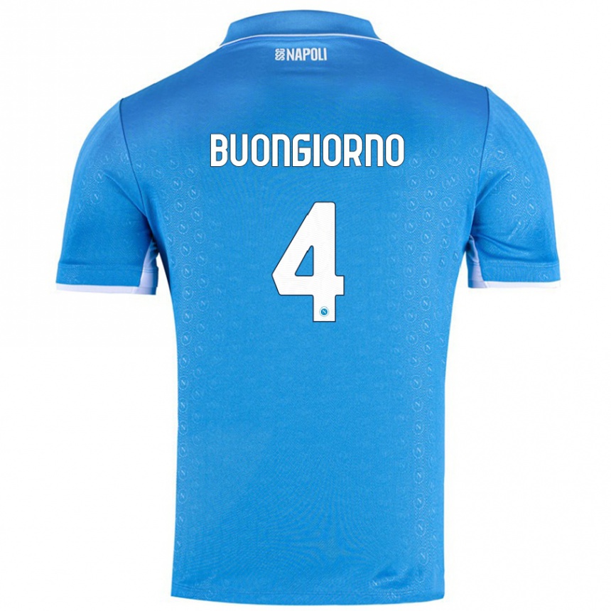 Kids Football Alessandro Buongiorno #4 Sky Blue Home Jersey 2024/25 T-Shirt