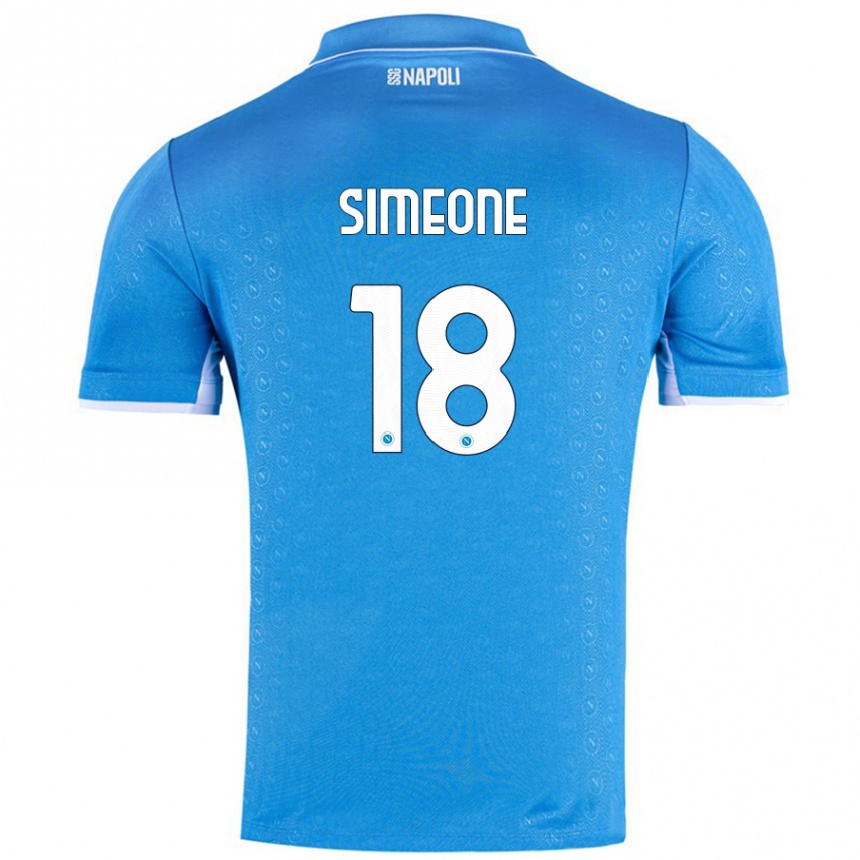 Kids Football Giovanni Simeone #18 Sky Blue Home Jersey 2024/25 T-Shirt