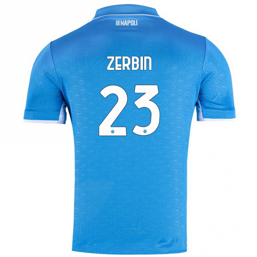 Kids Football Alessio Zerbin #23 Sky Blue Home Jersey 2024/25 T-Shirt