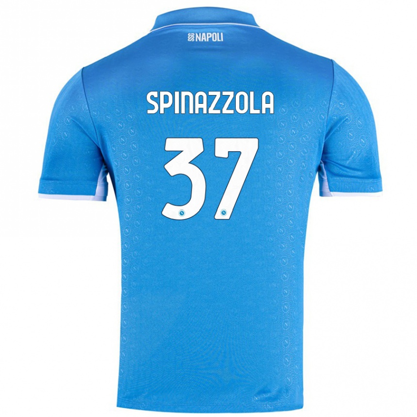 Kids Football Leonardo Spinazzola #37 Sky Blue Home Jersey 2024/25 T-Shirt