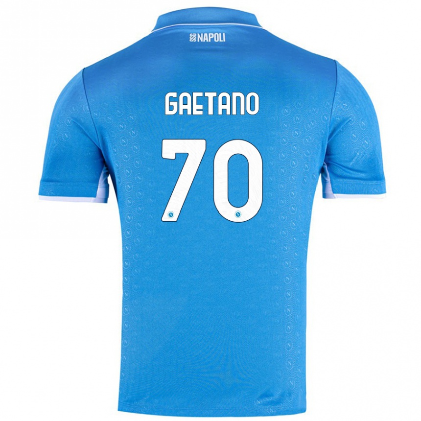 Kids Football Gianluca Gaetano #70 Sky Blue Home Jersey 2024/25 T-Shirt