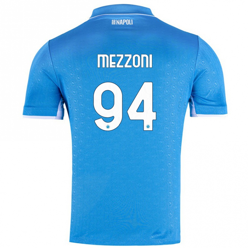 Kids Football Francesco Mezzoni #94 Sky Blue Home Jersey 2024/25 T-Shirt