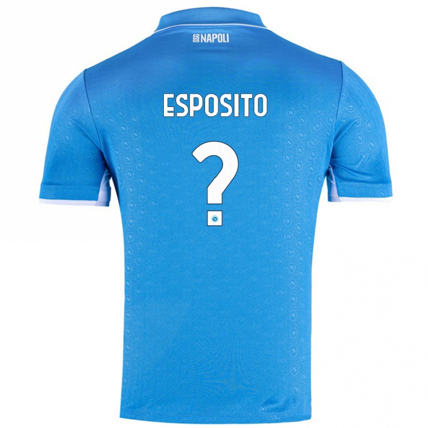 Kids Football Mattia Esposito #0 Sky Blue Home Jersey 2024/25 T-Shirt