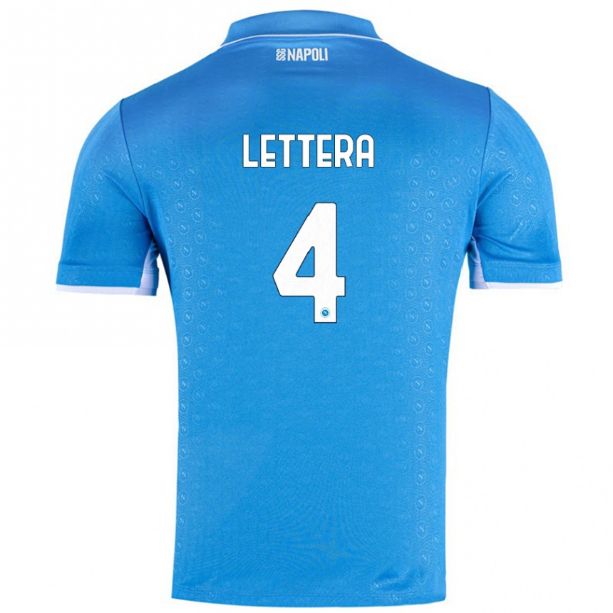 Kids Football Alessio Lettera #4 Sky Blue Home Jersey 2024/25 T-Shirt