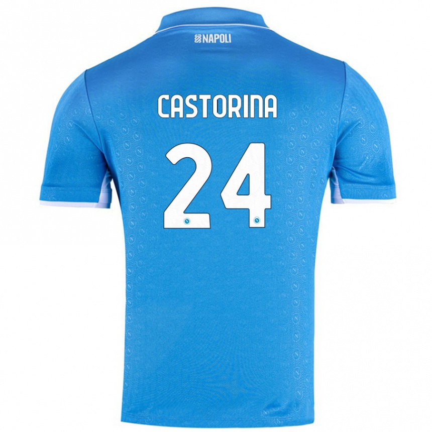 Kids Football Alessandro Castorina #24 Sky Blue Home Jersey 2024/25 T-Shirt