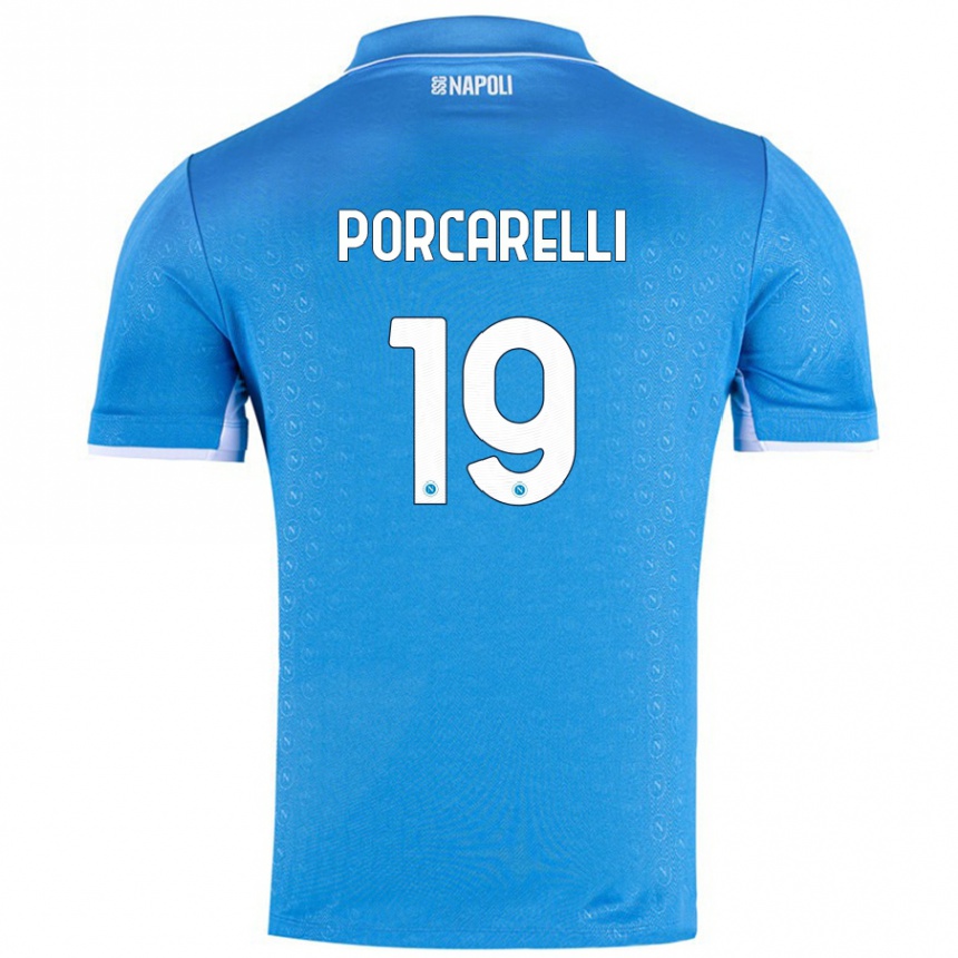 Kids Football Maddelena Porcarelli #19 Sky Blue Home Jersey 2024/25 T-Shirt