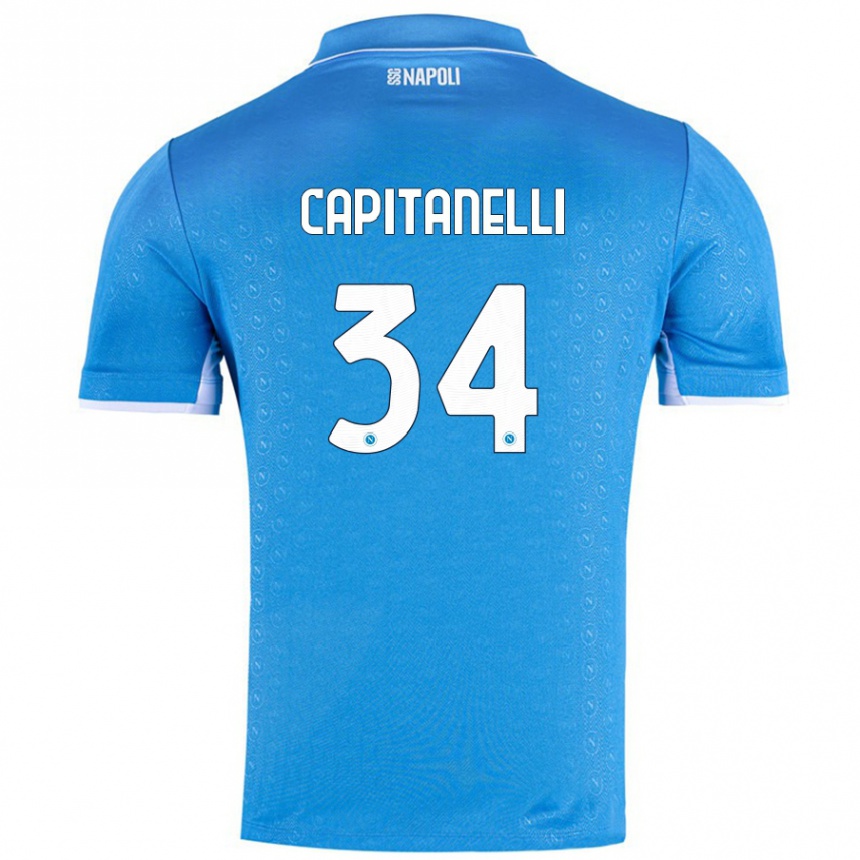 Kids Football Ilaria Capitanelli #34 Sky Blue Home Jersey 2024/25 T-Shirt