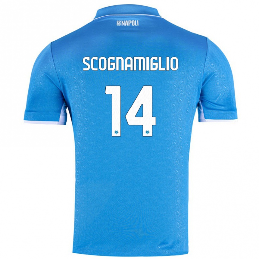 Kids Football Fabio Scognamiglio #14 Sky Blue Home Jersey 2024/25 T-Shirt