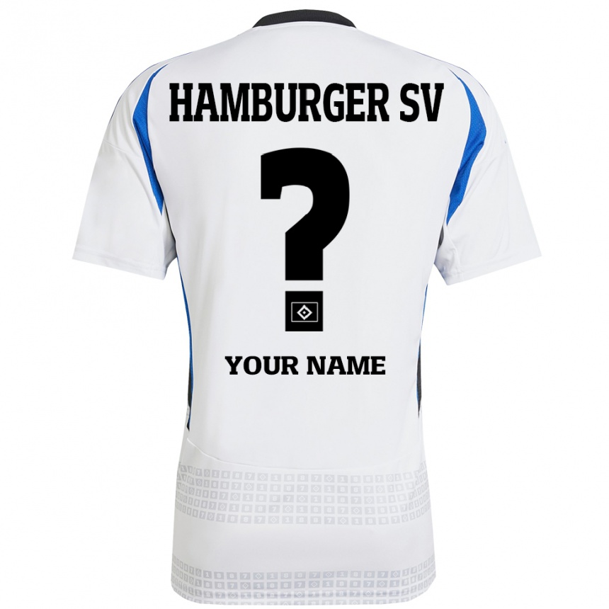 Kids Football Your Name #0 White Blue Home Jersey 2024/25 T-Shirt