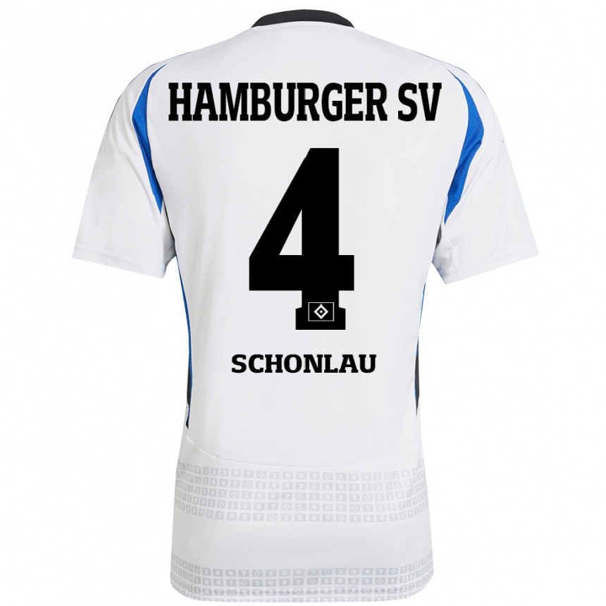 Kids Football Sebastian Schonlau #4 White Blue Home Jersey 2024/25 T-Shirt