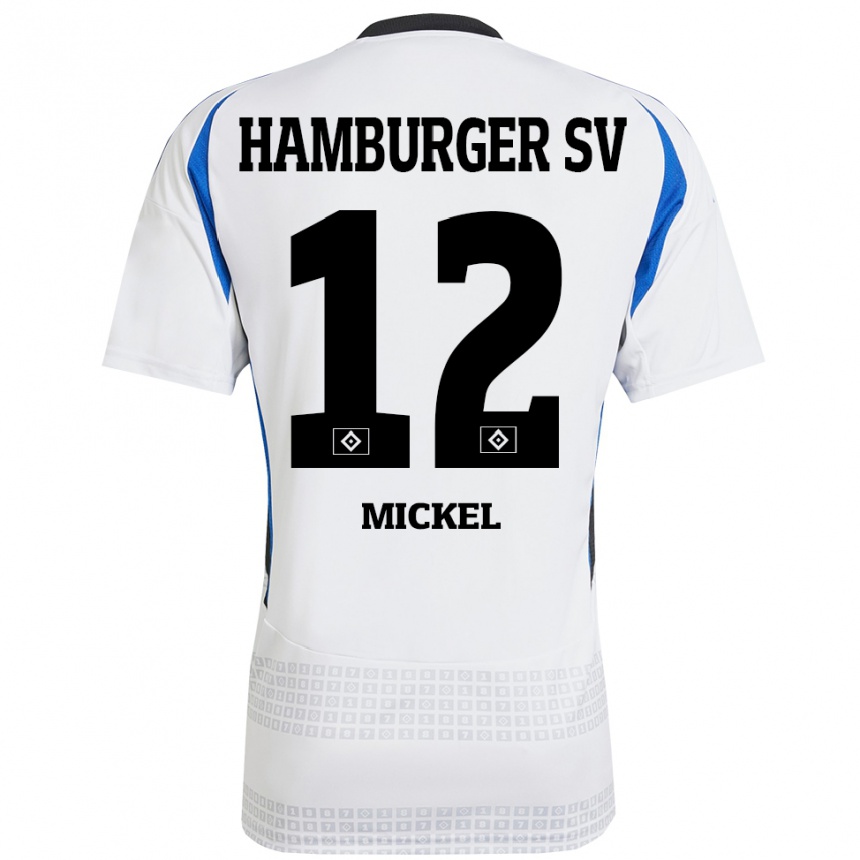 Kids Football Tom Mickel #12 White Blue Home Jersey 2024/25 T-Shirt