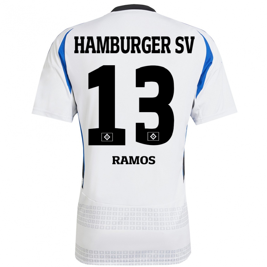 Kids Football Guilherme Ramos #13 White Blue Home Jersey 2024/25 T-Shirt