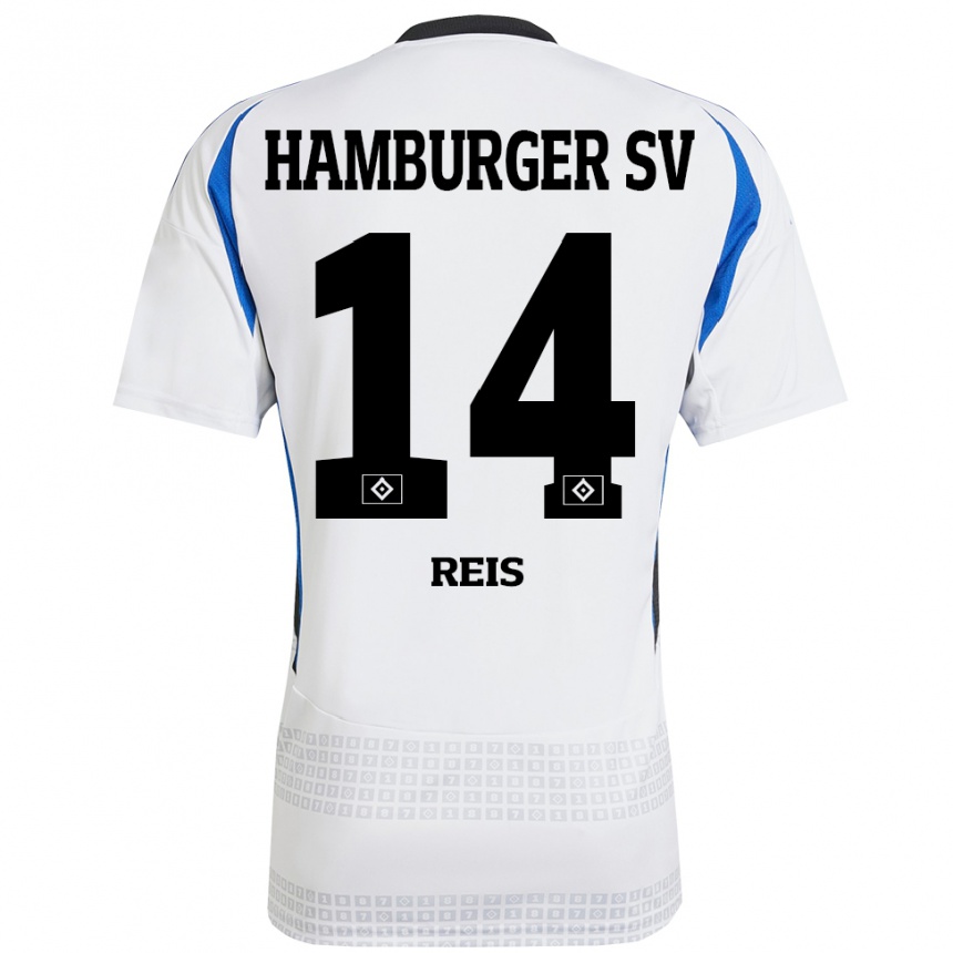 Kids Football Ludovit Reis #14 White Blue Home Jersey 2024/25 T-Shirt