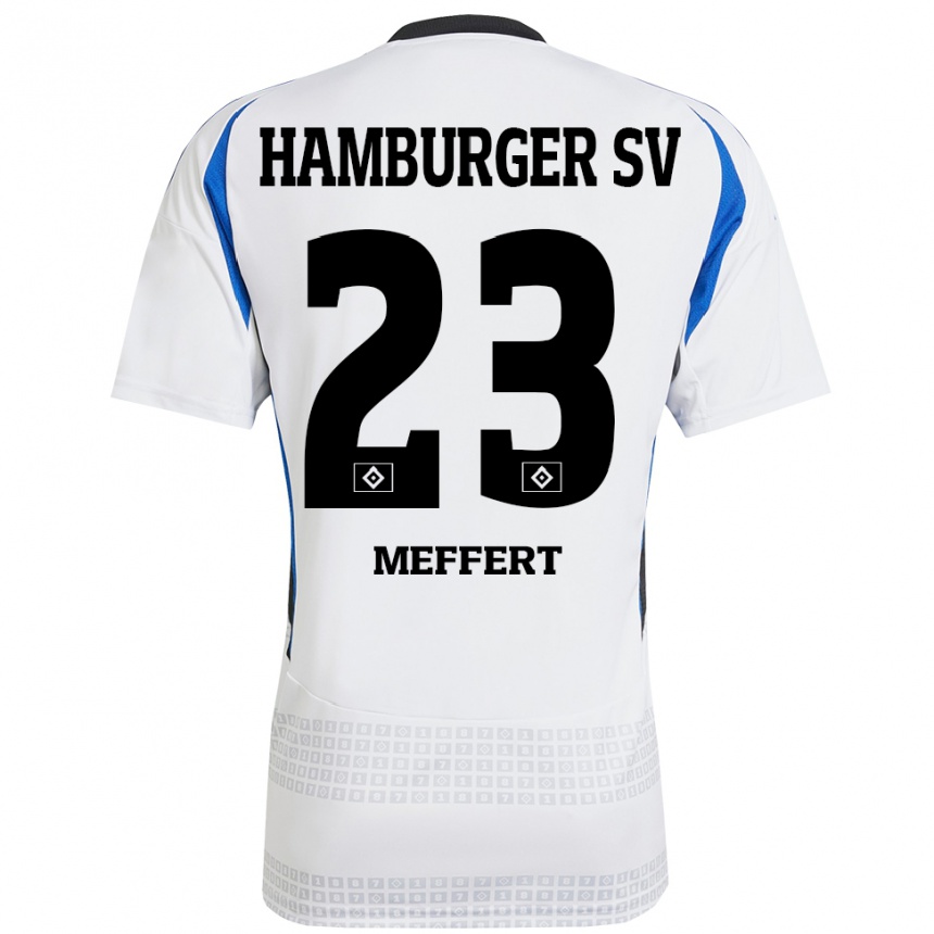 Kids Football Jonas Meffert #23 White Blue Home Jersey 2024/25 T-Shirt