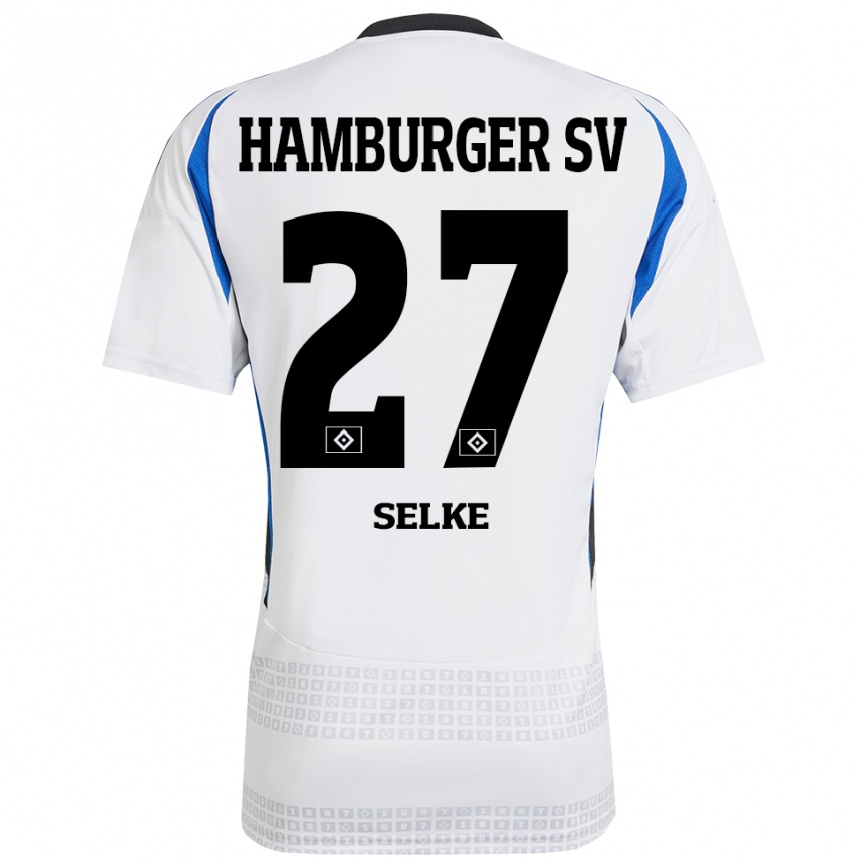 Kids Football Davie Selke #27 White Blue Home Jersey 2024/25 T-Shirt