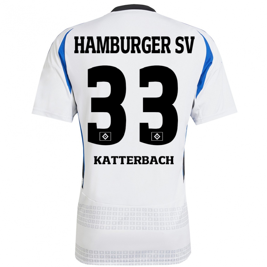 Kids Football Noah Katterbach #33 White Blue Home Jersey 2024/25 T-Shirt