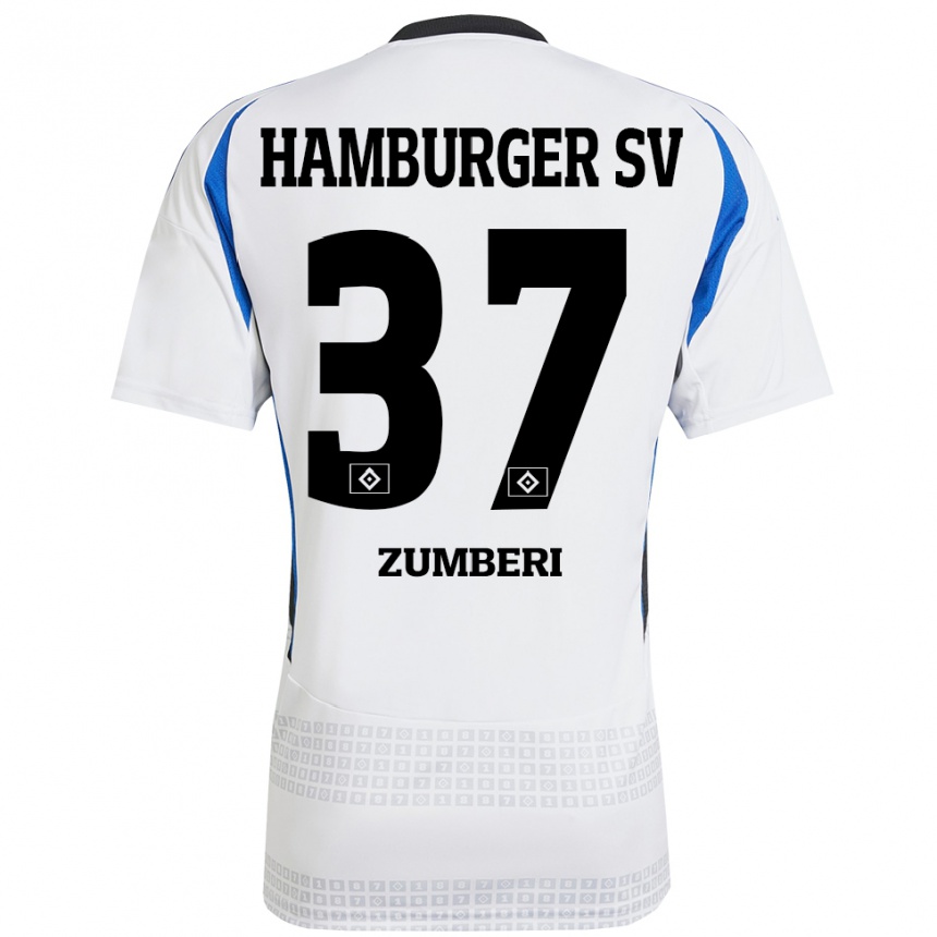 Kids Football Valon Zumberi #37 White Blue Home Jersey 2024/25 T-Shirt