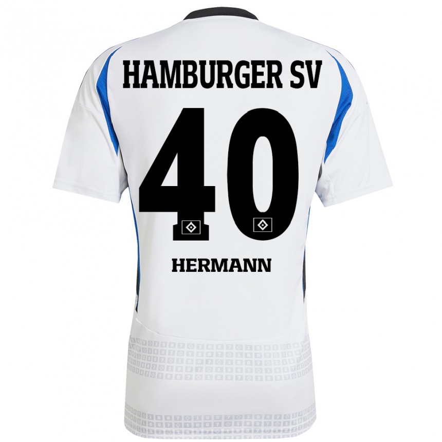 Kids Football Hannes Hermann #40 White Blue Home Jersey 2024/25 T-Shirt