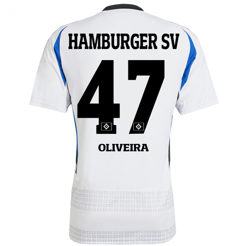 Kids Football Nicolas Oliveira #47 White Blue Home Jersey 2024/25 T-Shirt