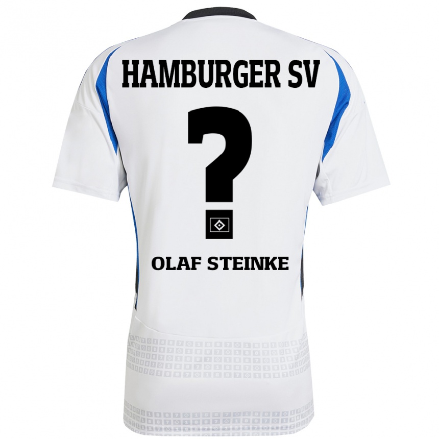 Kids Football Eric Olaf Steinke #0 White Blue Home Jersey 2024/25 T-Shirt