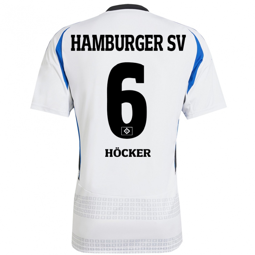 Kids Football Tiziano Höcker #6 White Blue Home Jersey 2024/25 T-Shirt