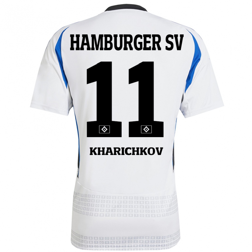 Kids Football Valentyn Kharichkov #11 White Blue Home Jersey 2024/25 T-Shirt