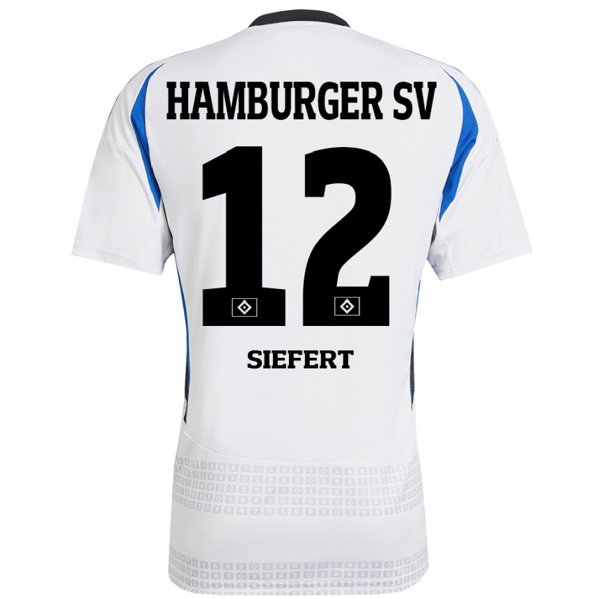 Kids Football Louis Siefert #12 White Blue Home Jersey 2024/25 T-Shirt