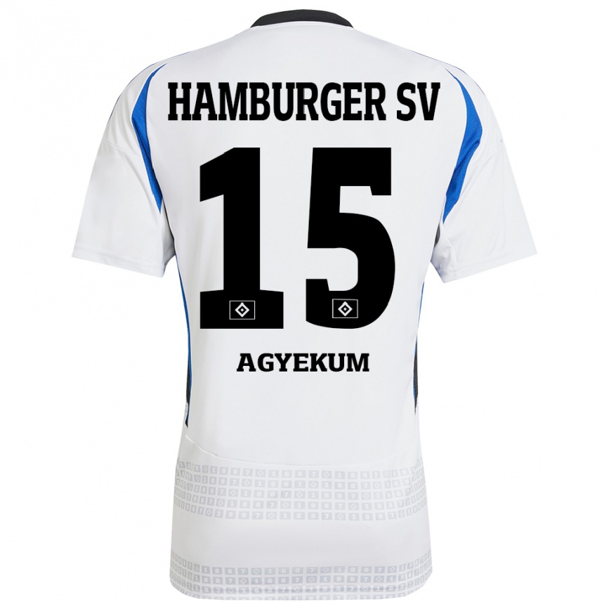 Kids Football Joel Agyekum #15 White Blue Home Jersey 2024/25 T-Shirt