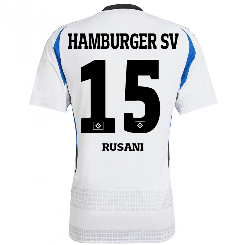 Kids Football Yasin Rusani #15 White Blue Home Jersey 2024/25 T-Shirt