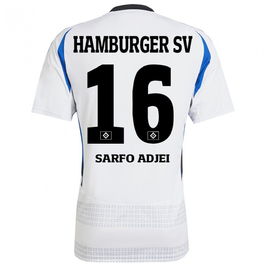 Kids Football Maximilian Sarfo-Adjei #16 White Blue Home Jersey 2024/25 T-Shirt