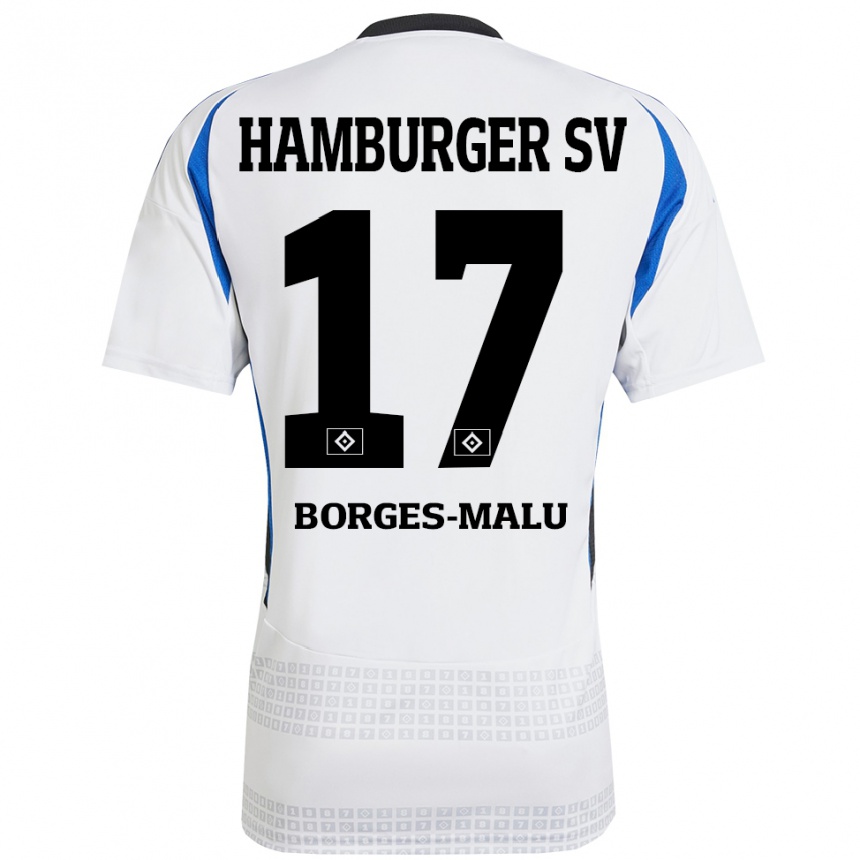 Kids Football Louis Borges-Malu #17 White Blue Home Jersey 2024/25 T-Shirt