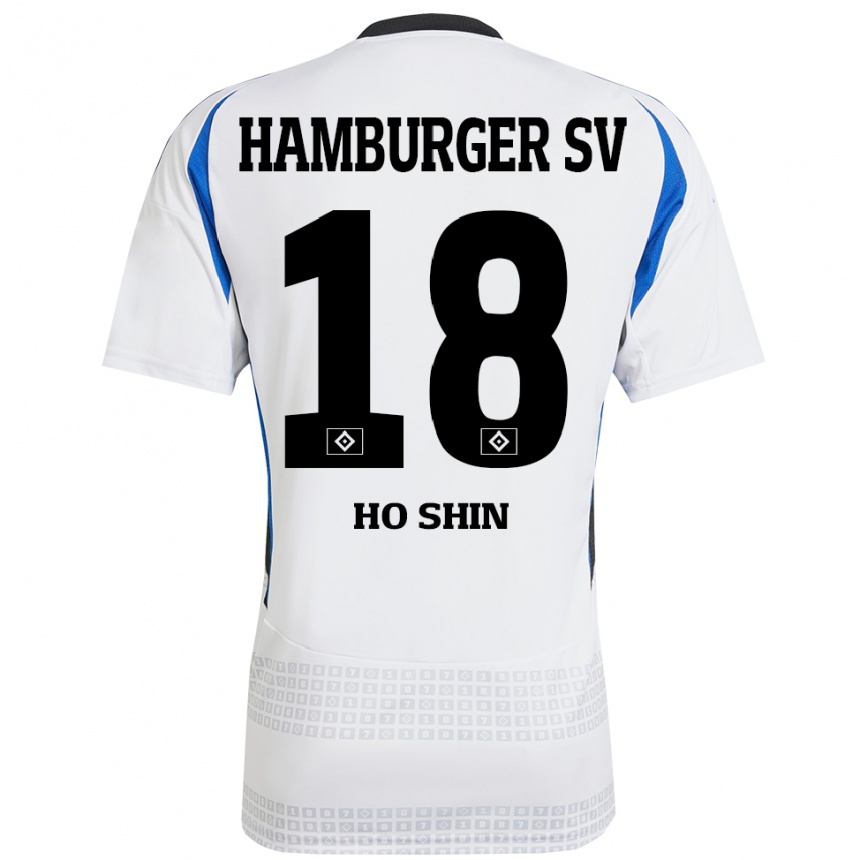 Kids Football Jae Ho Shin #18 White Blue Home Jersey 2024/25 T-Shirt