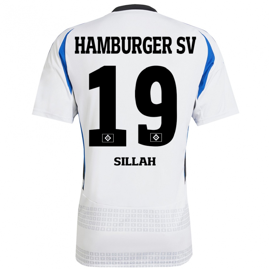 Kids Football Omar Sillah #19 White Blue Home Jersey 2024/25 T-Shirt