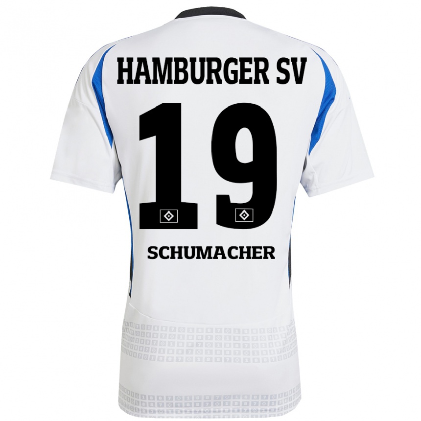 Kids Football Lukas Schumacher #19 White Blue Home Jersey 2024/25 T-Shirt