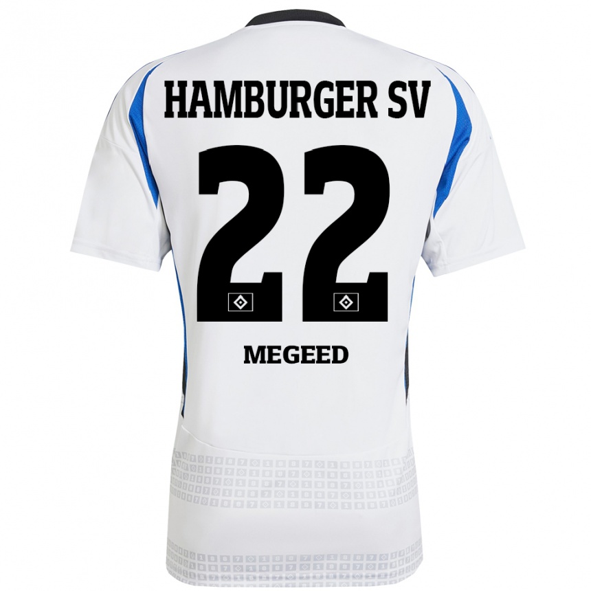 Kids Football Omar Megeed #22 White Blue Home Jersey 2024/25 T-Shirt