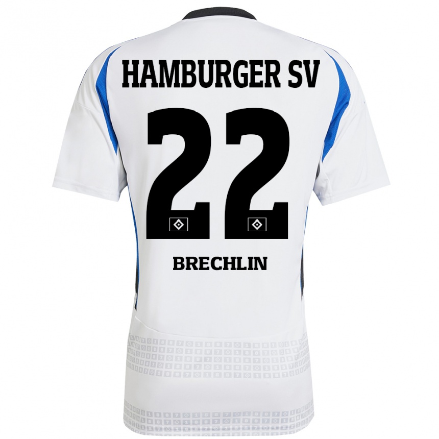 Kids Football Bjarne Brechlin #22 White Blue Home Jersey 2024/25 T-Shirt