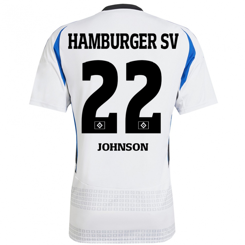 Kids Football Emmanuel Johnson #22 White Blue Home Jersey 2024/25 T-Shirt