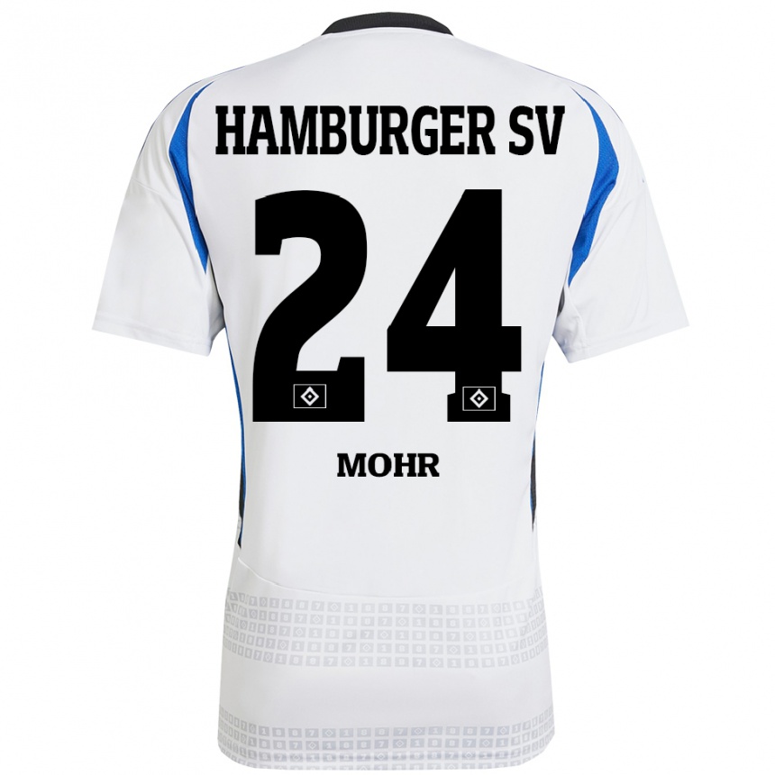 Kids Football Jannik Mohr #24 White Blue Home Jersey 2024/25 T-Shirt