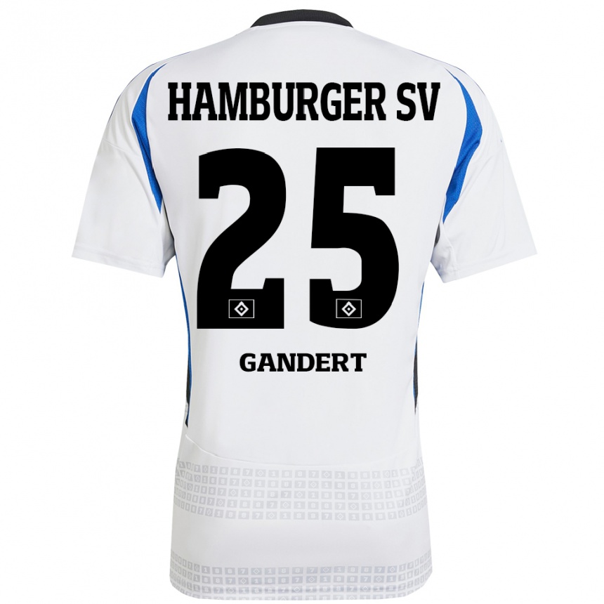 Kids Football Jeremy Gandert #25 White Blue Home Jersey 2024/25 T-Shirt