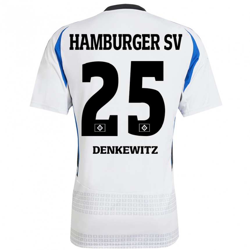 Kids Football Nick Denkewitz #25 White Blue Home Jersey 2024/25 T-Shirt