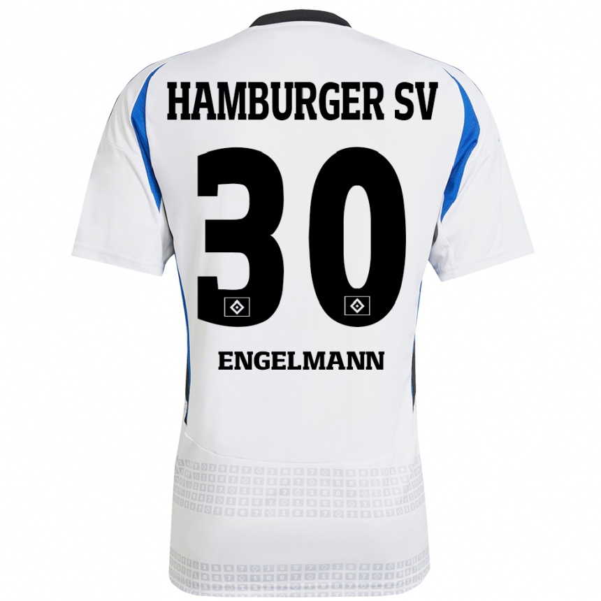 Kids Football Timon Engelmann #30 White Blue Home Jersey 2024/25 T-Shirt