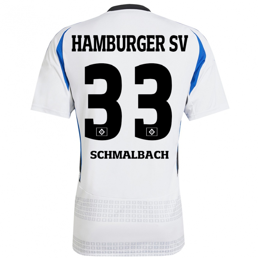 Kids Football Sebastian Schmalbach #33 White Blue Home Jersey 2024/25 T-Shirt