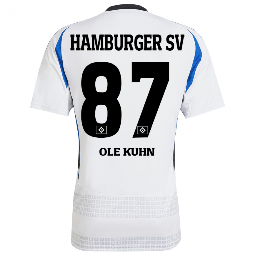 Kids Football Niklas Ole Kühn #87 White Blue Home Jersey 2024/25 T-Shirt