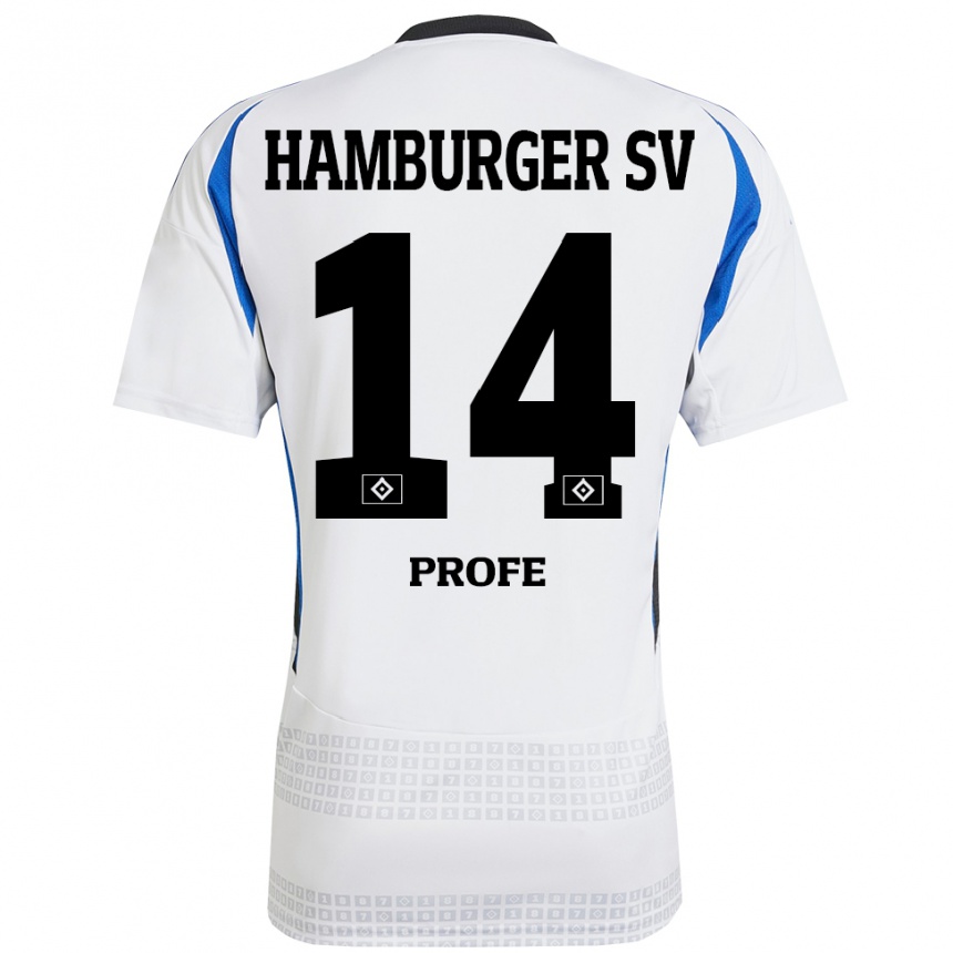 Kids Football Sophie Profé #14 White Blue Home Jersey 2024/25 T-Shirt