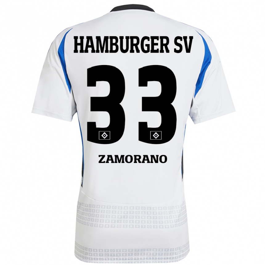 Kids Football Jolina Zamorano #33 White Blue Home Jersey 2024/25 T-Shirt