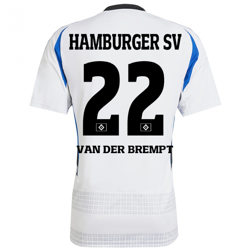 Kids Football Ignace Van Der Brempt #22 White Blue Home Jersey 2024/25 T-Shirt