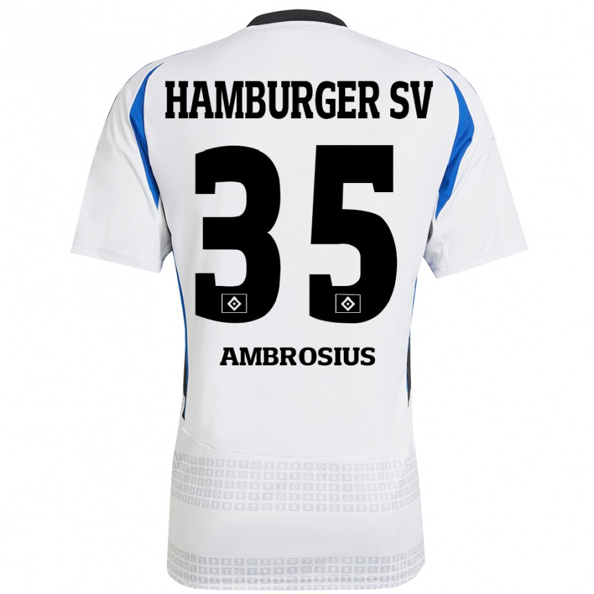 Kids Football Stephan Ambrosius #35 White Blue Home Jersey 2024/25 T-Shirt